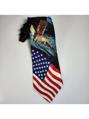 Steven Harris Tie American Flag Bald Eagle Patriotic Necktie Men's Stars Stripes